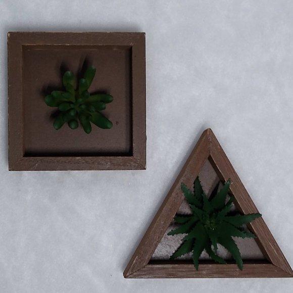 Succulent Wood Box Wall Hanging Art Decor 2 Pc Set - Picture 4 of 4